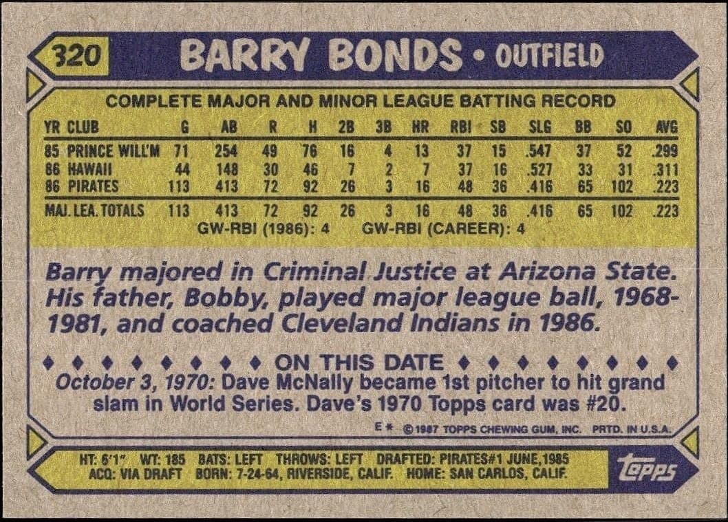 Barry Bonds - Back