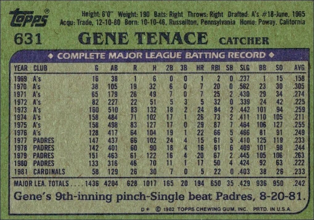 Gene Tenace - Back
