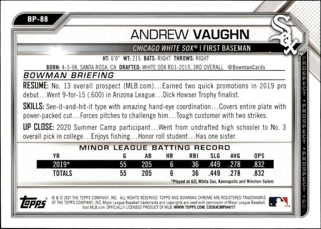 Andrew Vaughn - Back