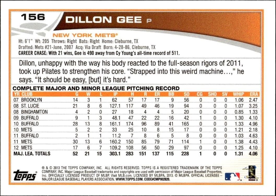 Dillon Gee - Back