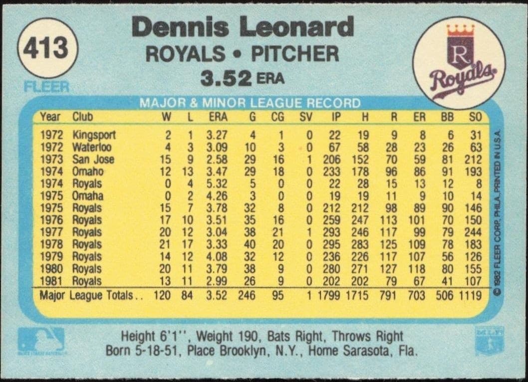 Dennis Leonard - Back