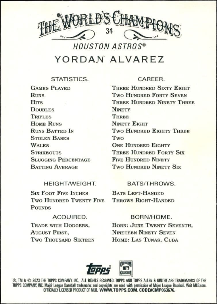 Yordan Alvarez - Back