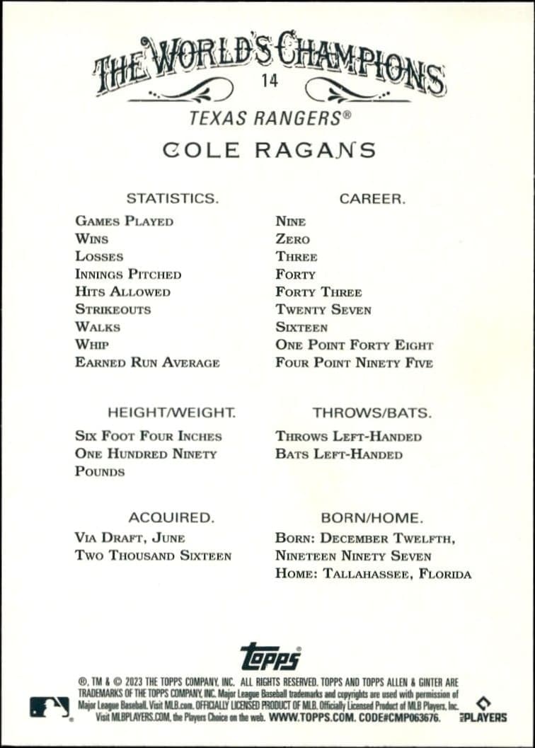 Cole Ragans - Back