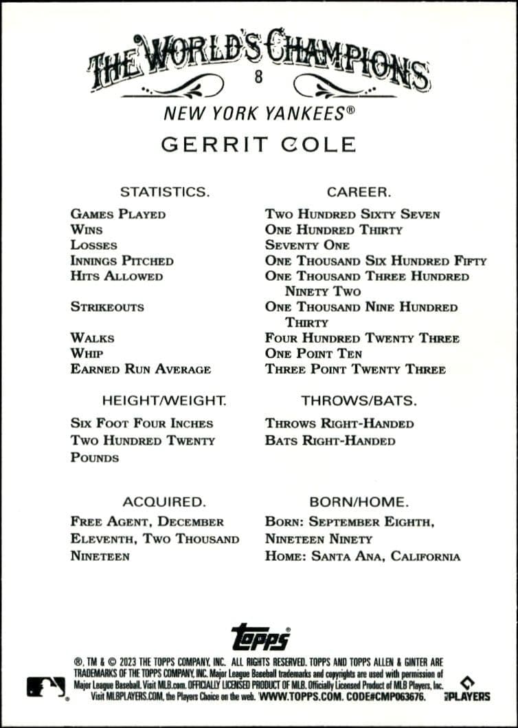 Gerrit Cole - Back