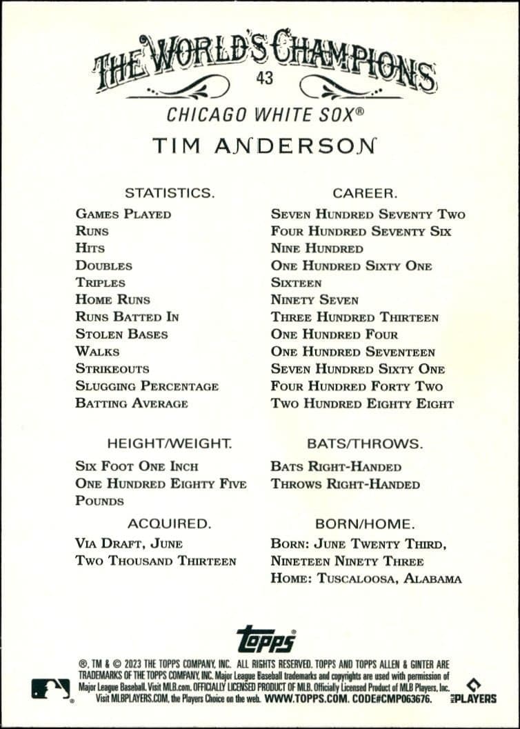 Tim Anderson - Back