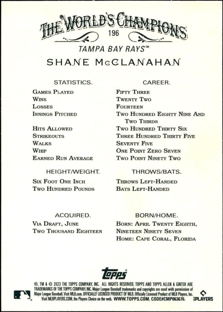 Shane McClanahan - Back