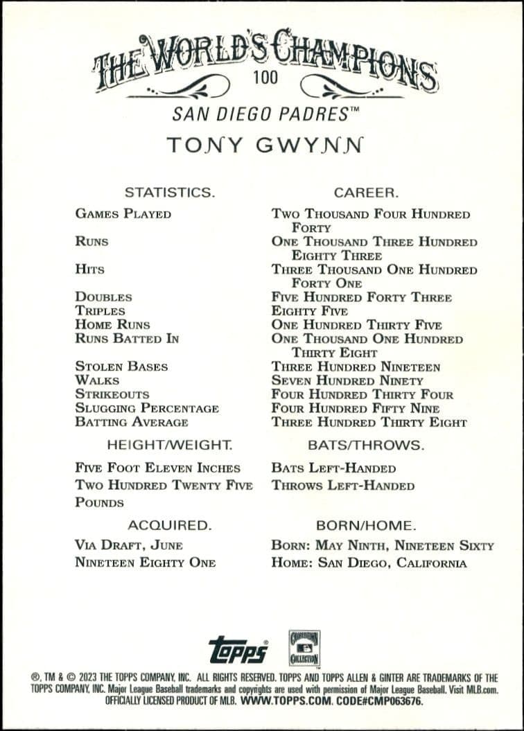 Tony Gwynn - Back