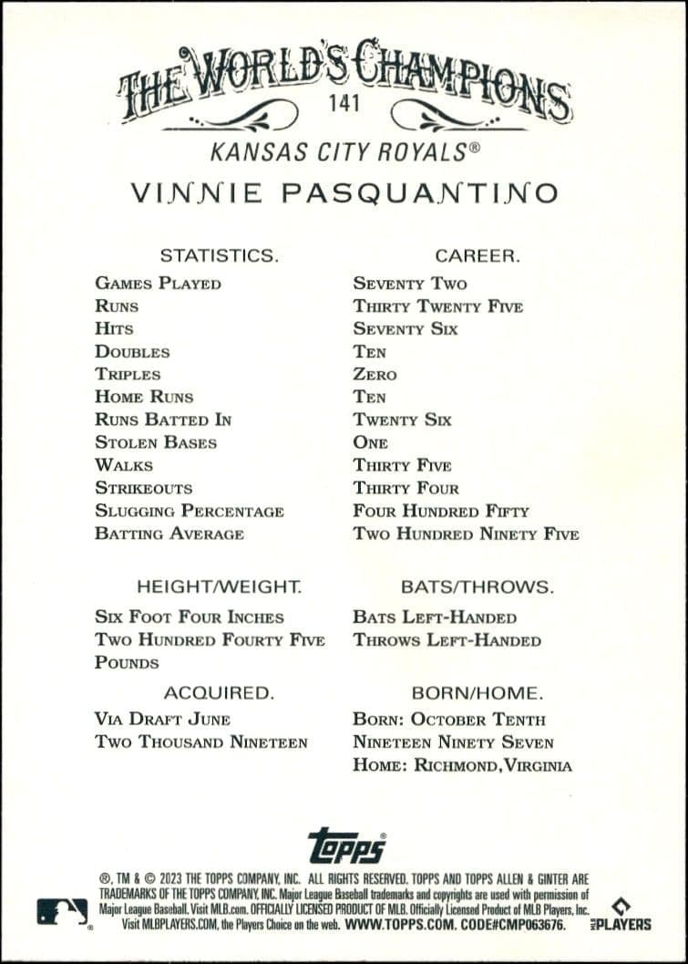 Vinnie Pasquantino - Back
