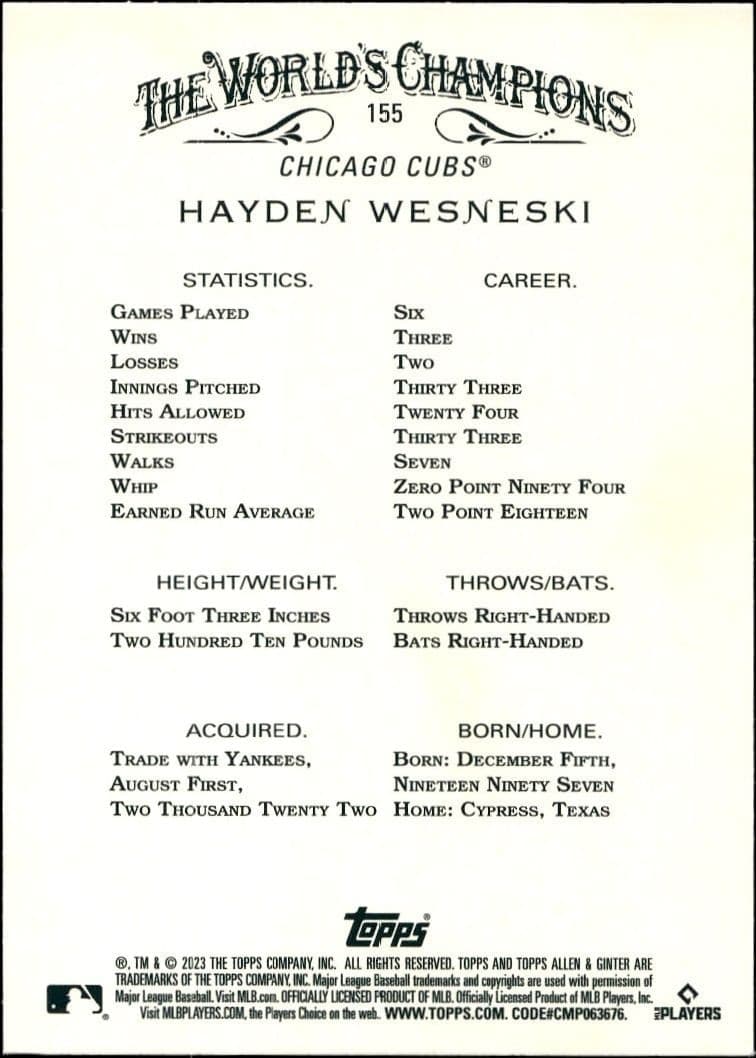 Hayden Wesneski - Back