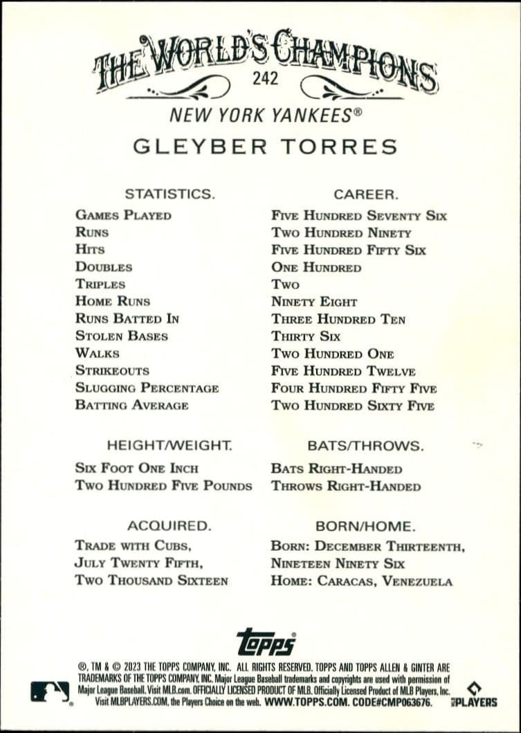 Gleyber Torres - Back