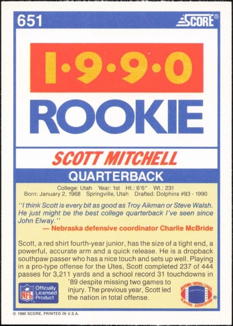 Scott Mitchell - Back