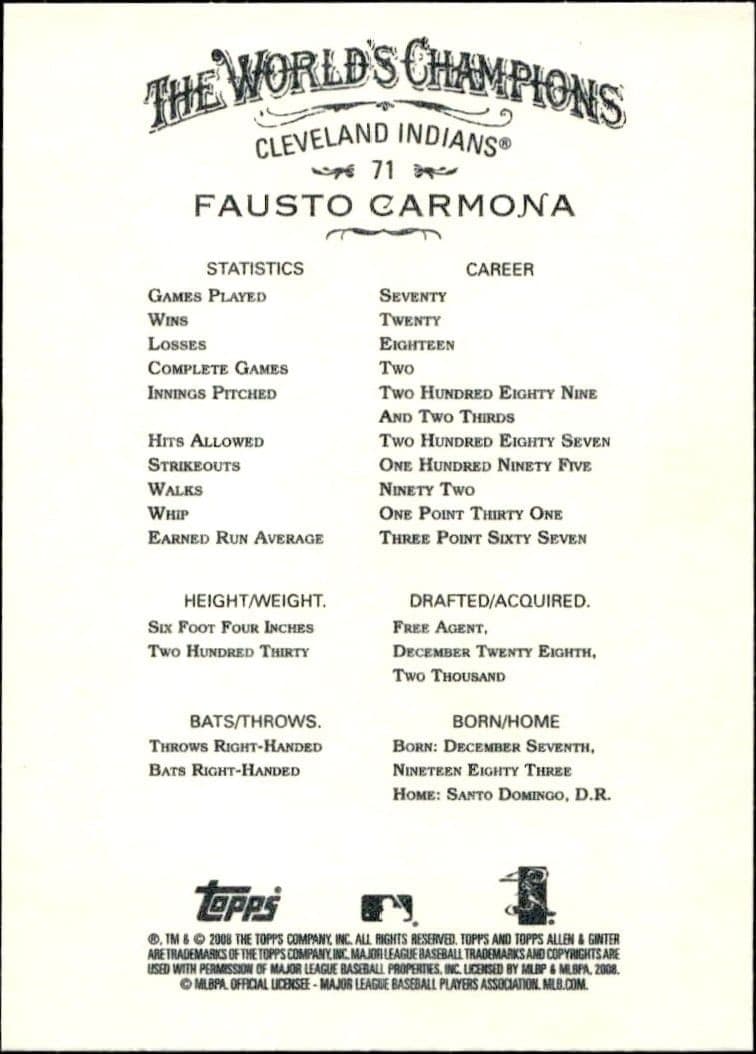 Fausto Carmona - Back