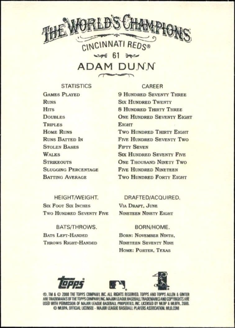 Adam Dunn - Back