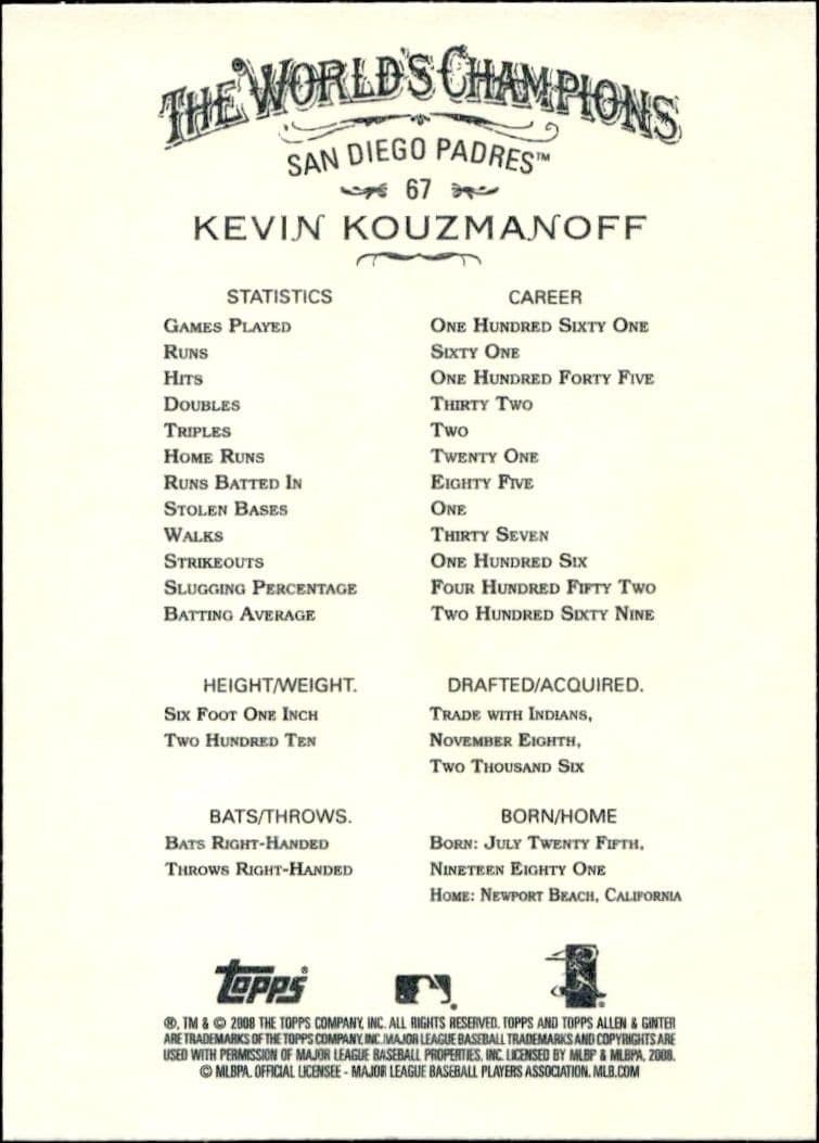 Kevin Kouzmanoff - Back