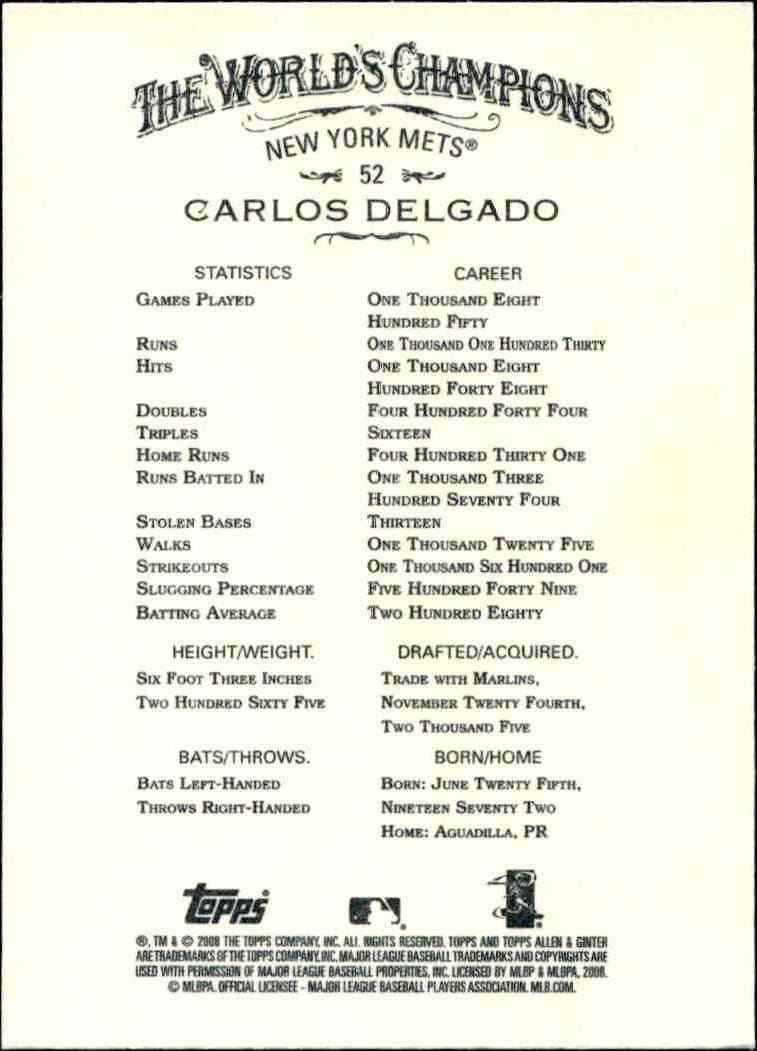 Carlos Delgado - Back