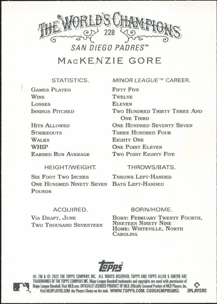 Mackenzie Gore - Back