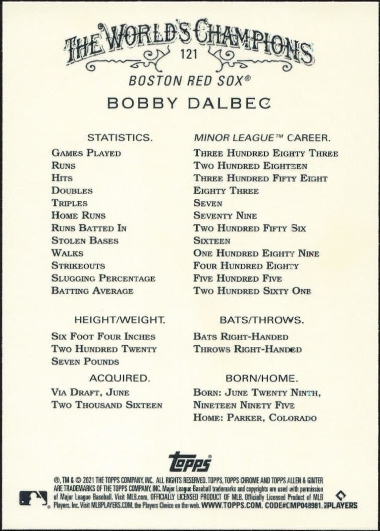 Bobby Dalbec - Back