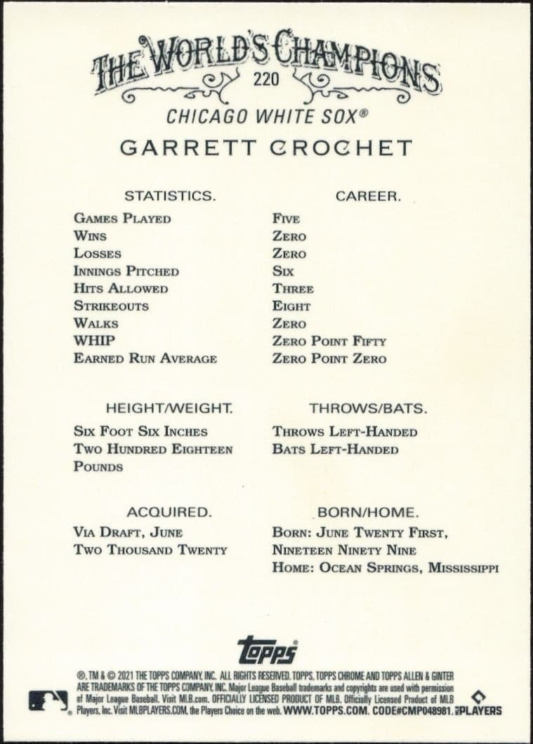 Garrett Crochet - Back