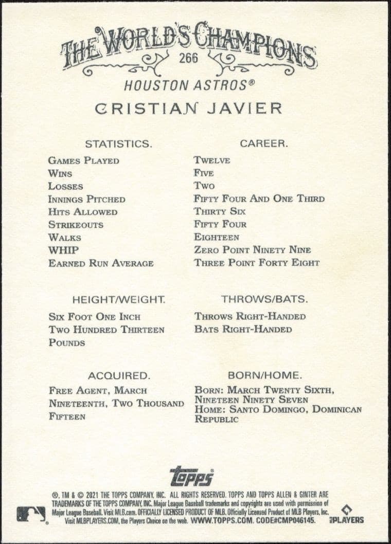 Cristian Javier - Back
