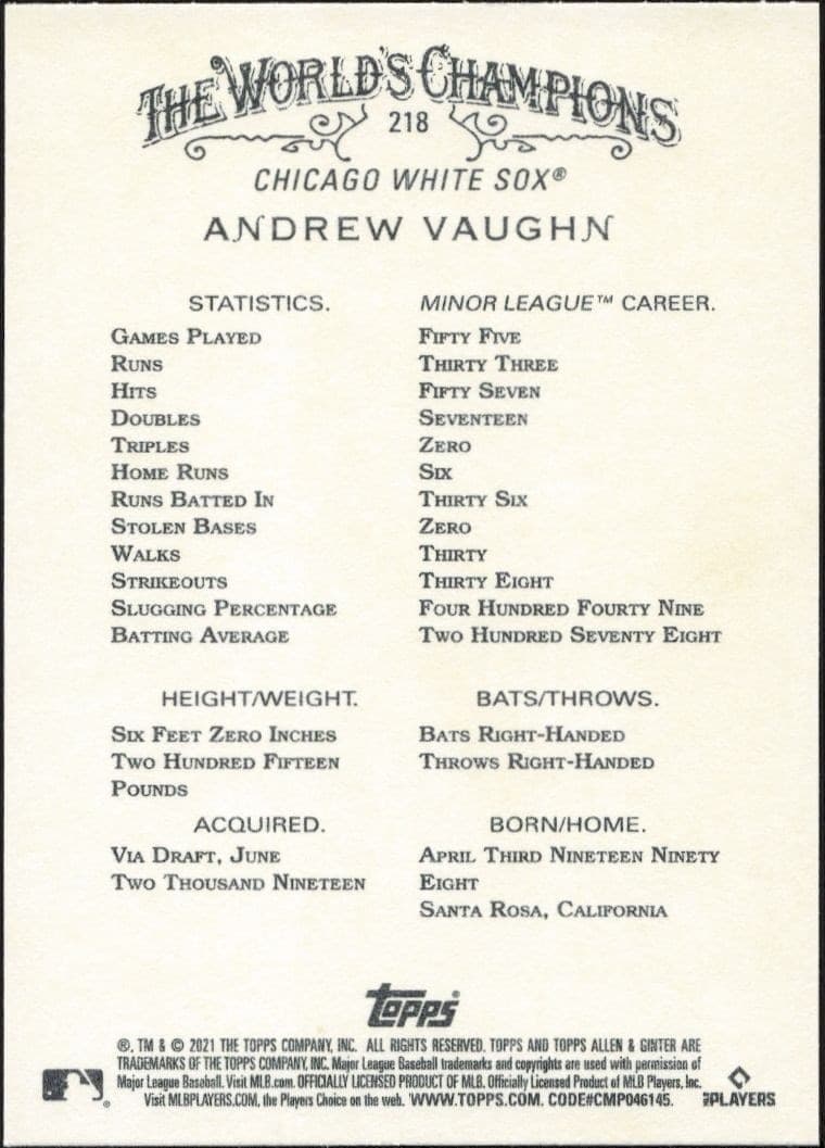 Andrew Vaughn - Back