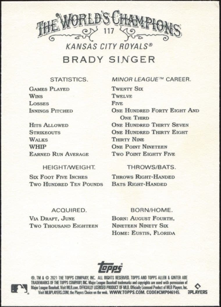 Brady Singer - Back