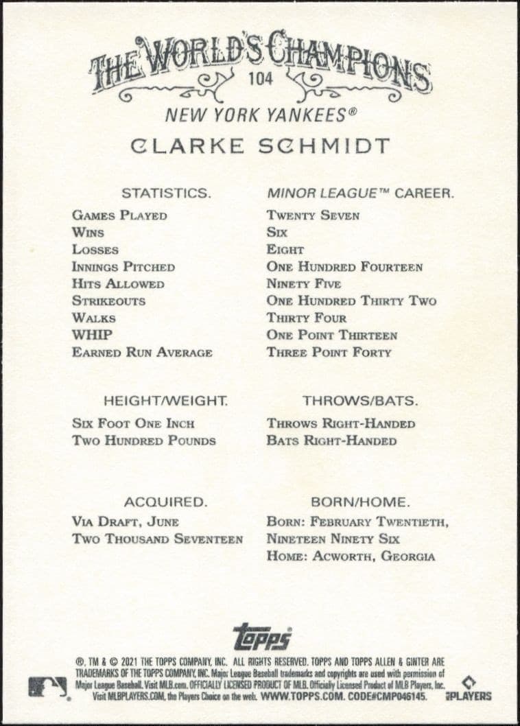 Clarke Schmidt - Back