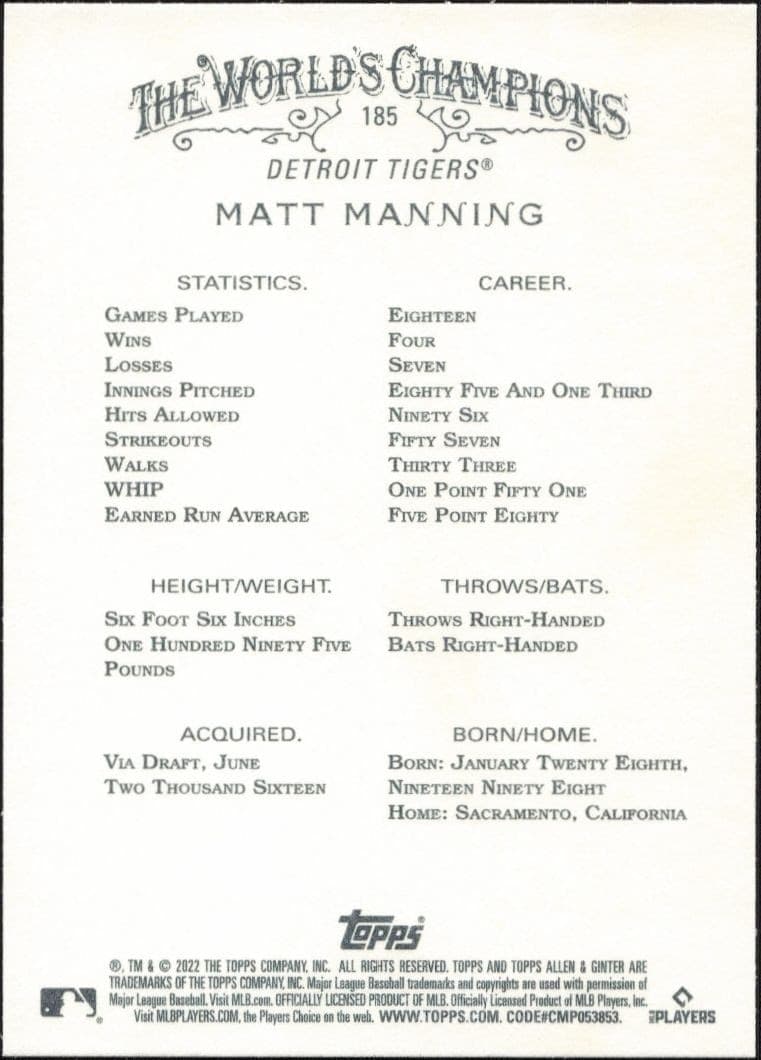 Matt Manning - Back