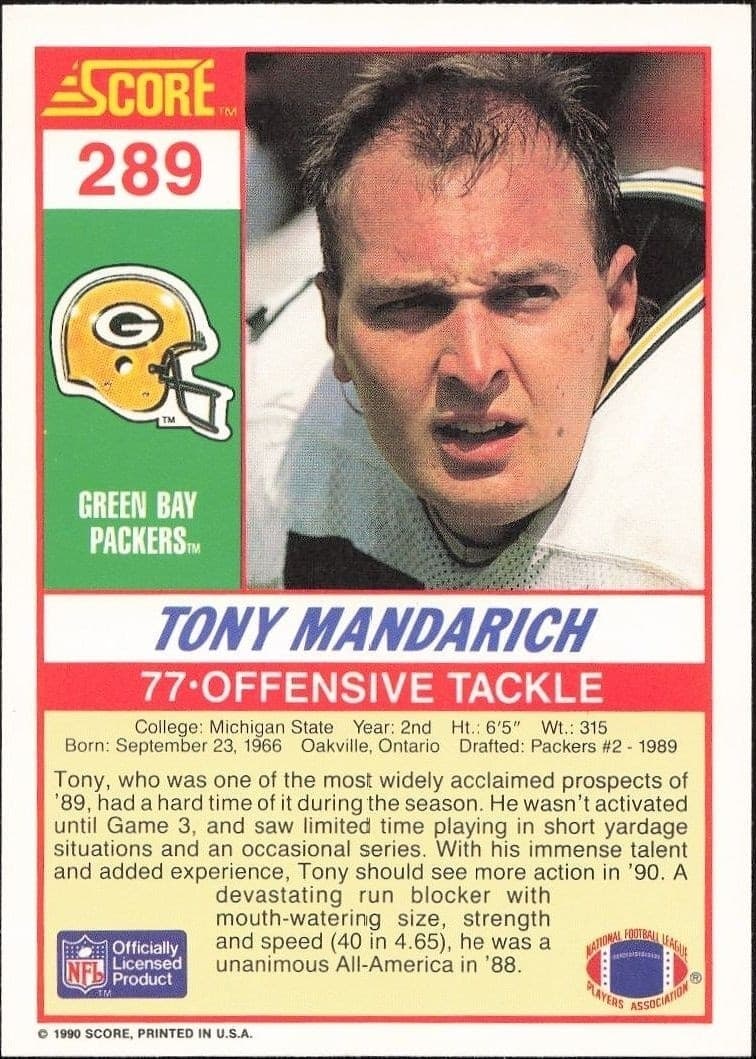 Tony Mandarich - Back
