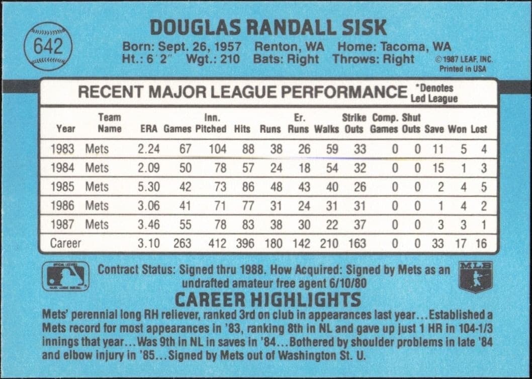Doug Sisk - Back