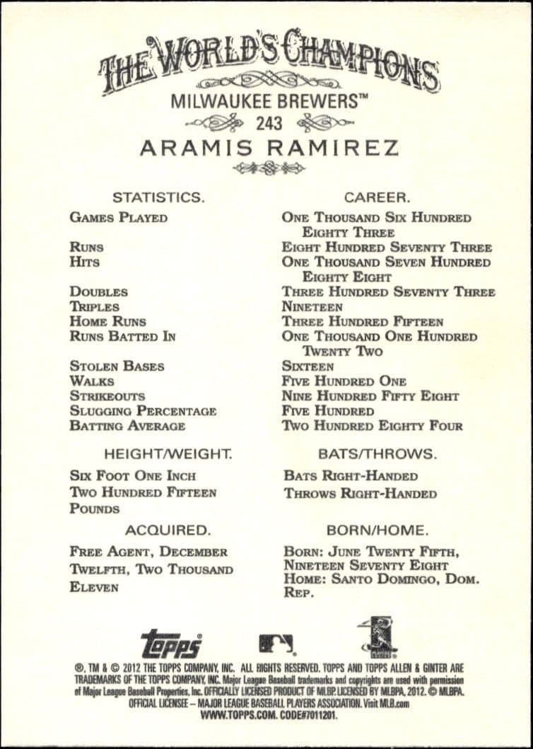 Aramis Ramirez - Back