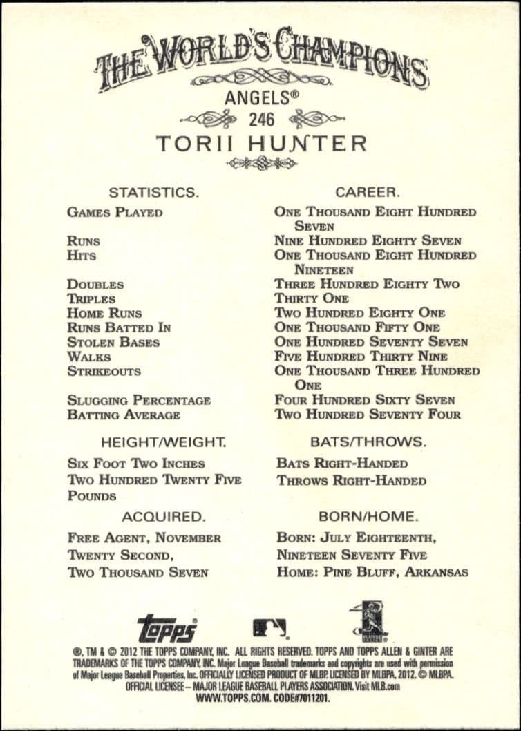 Torii Hunter - Back