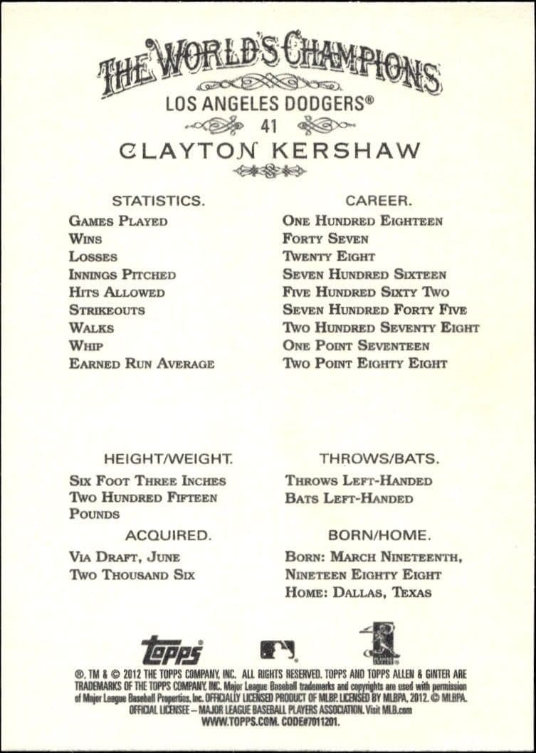Clayton Kershaw - Back