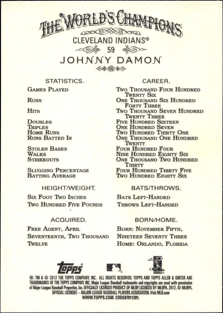 Johnny Damon - Back