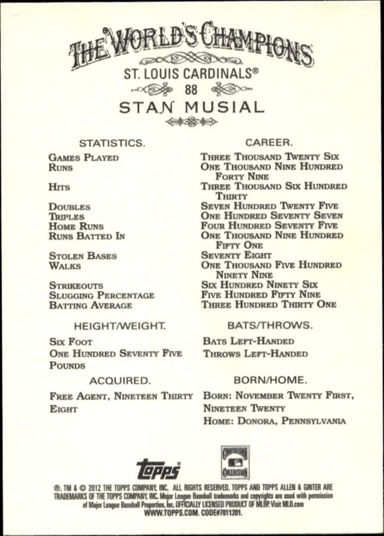 Stan Musial - Back