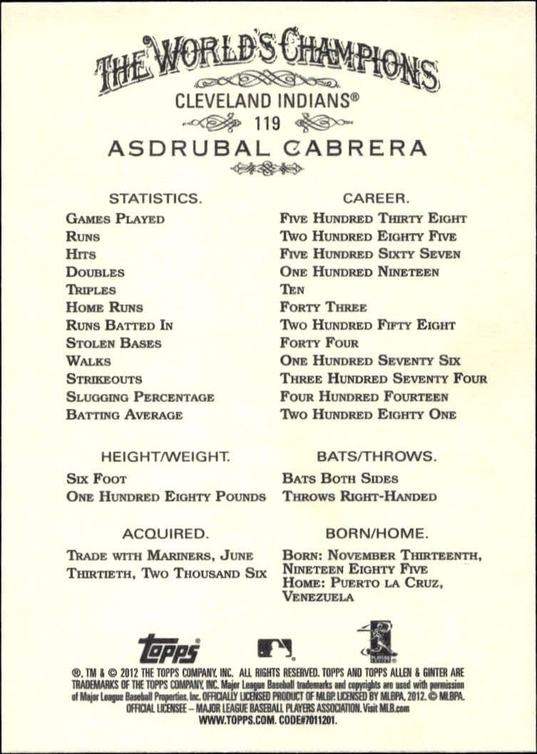 Asdrubal Cabrera - Back