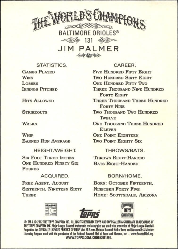 Jim Palmer - Back