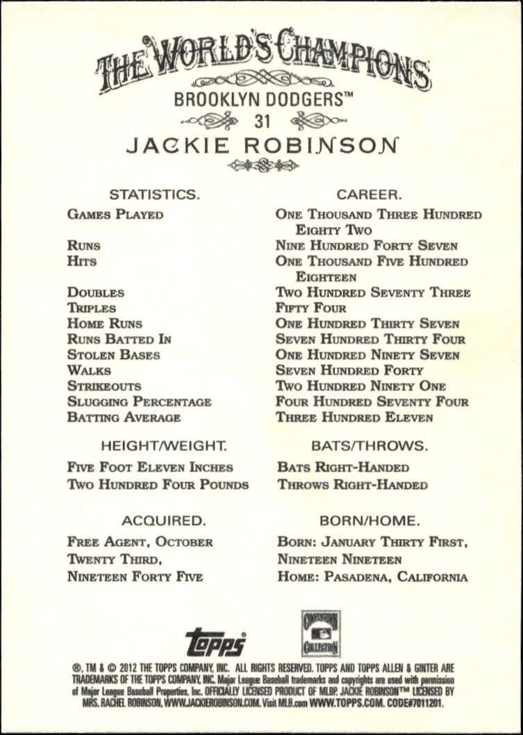 Jackie Robinson - Back