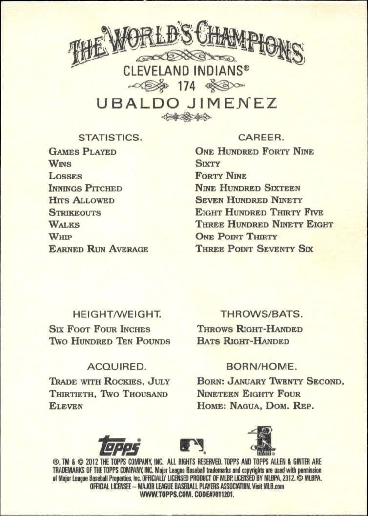Ubaldo Jimenez - Back