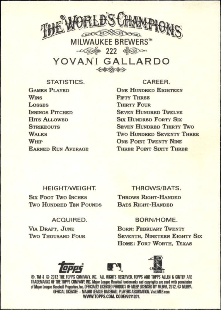 Yovani Gallardo - Back