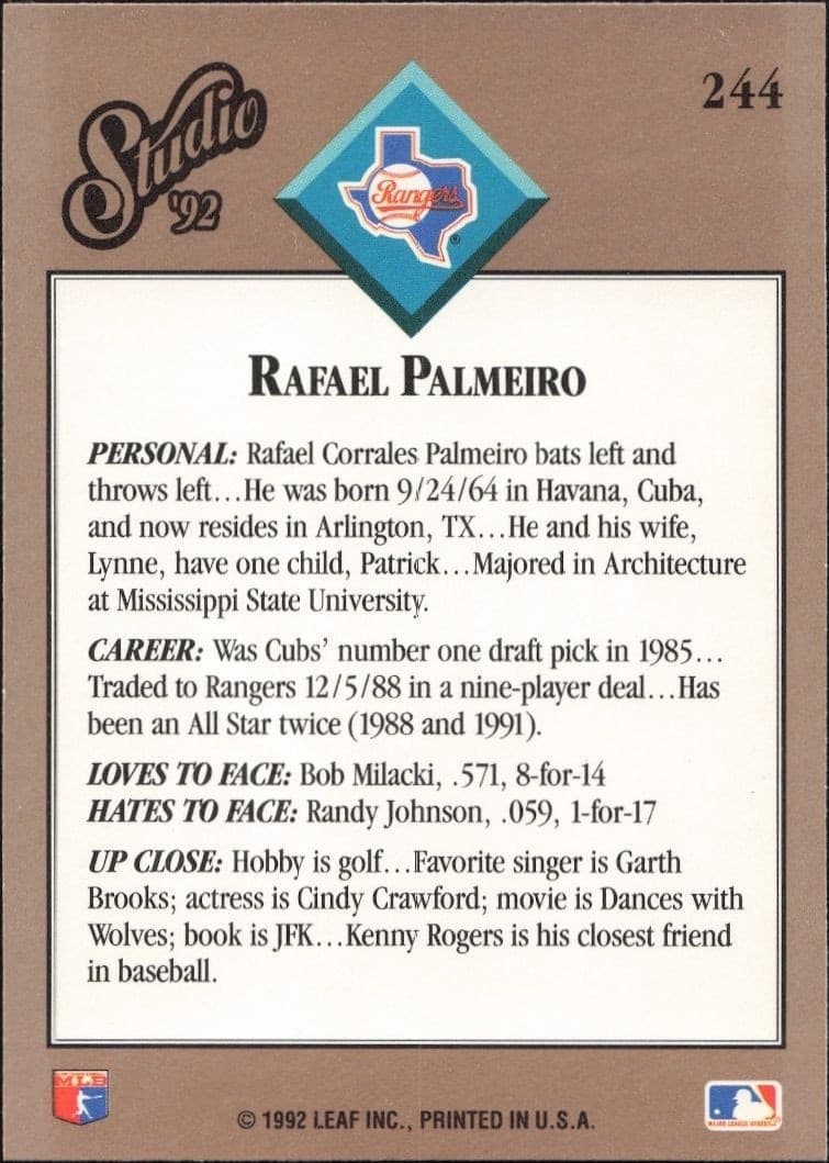 Rafael Palmeiro - Back