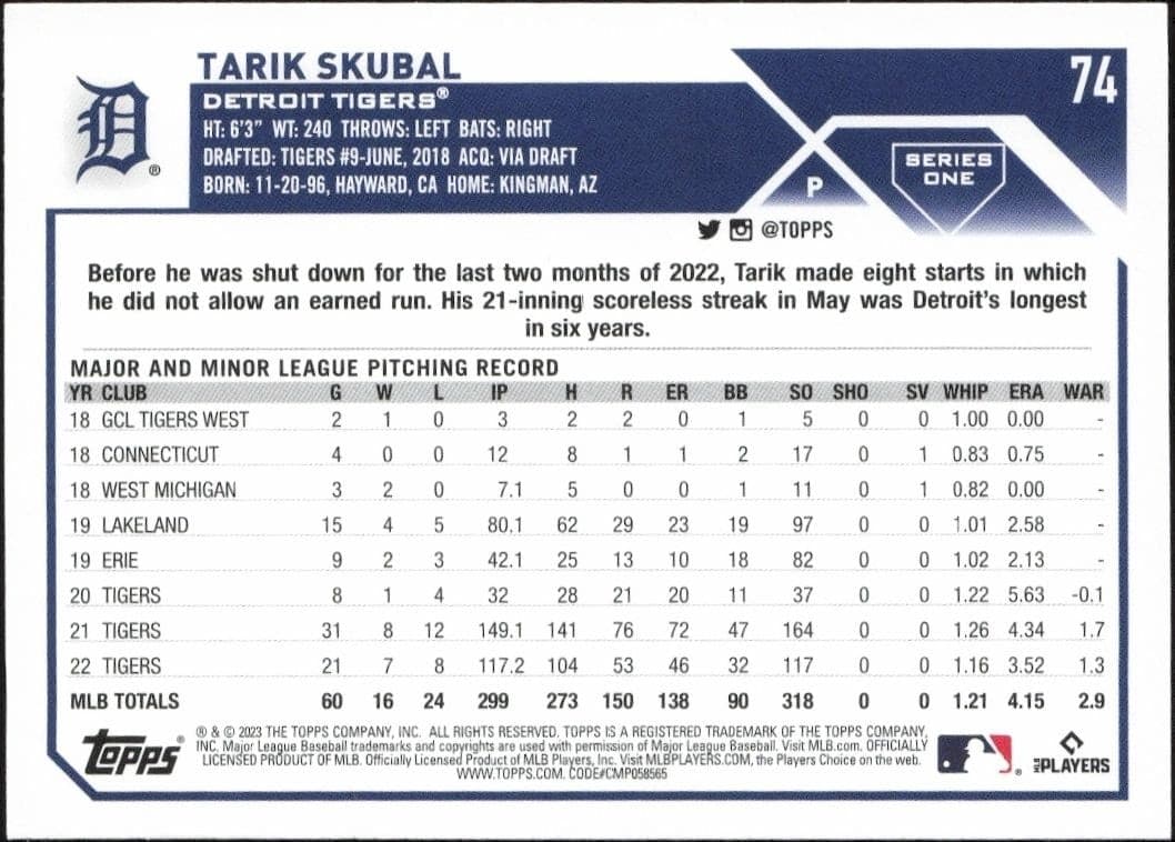 Tarik Skubal - Back