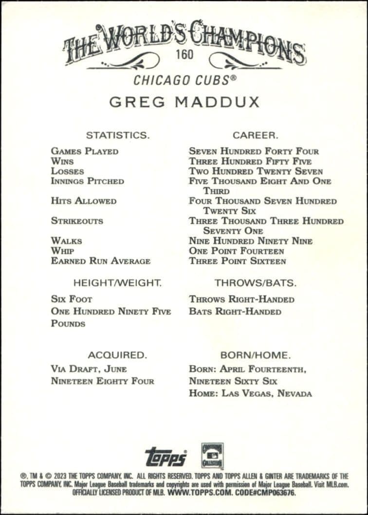 Greg Maddux - Back