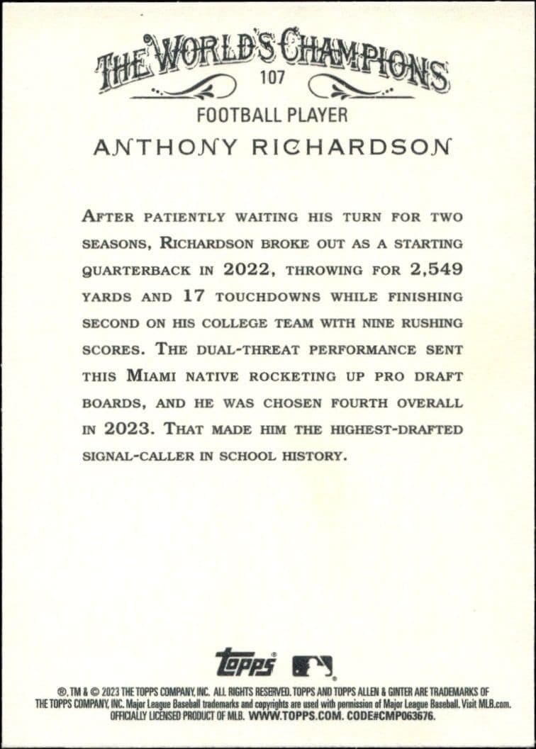 Anthony Richardson - Back