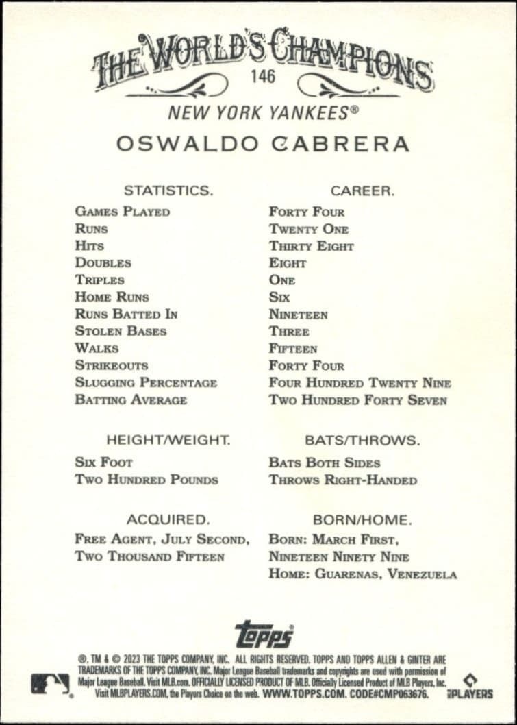 Oswaldo Cabrera - Back