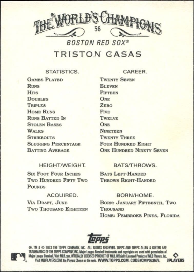 Triston Casas - Back