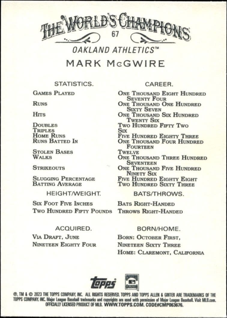 Mark McGwire - Back