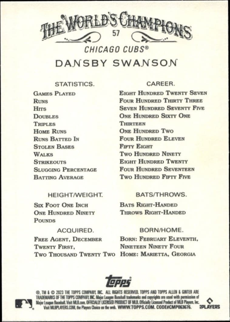 Dansby Swanson - Back