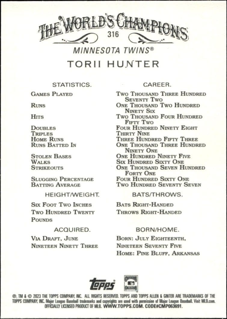 Torii Hunter - Back