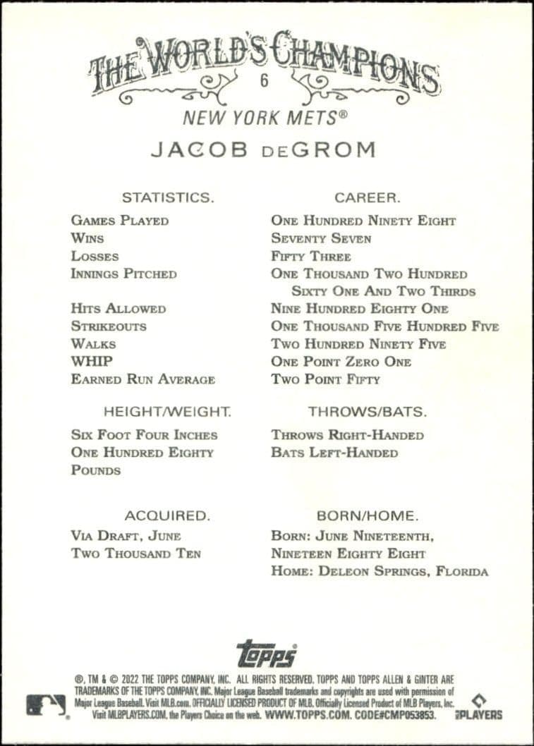 Jacob DeGrom - Back
