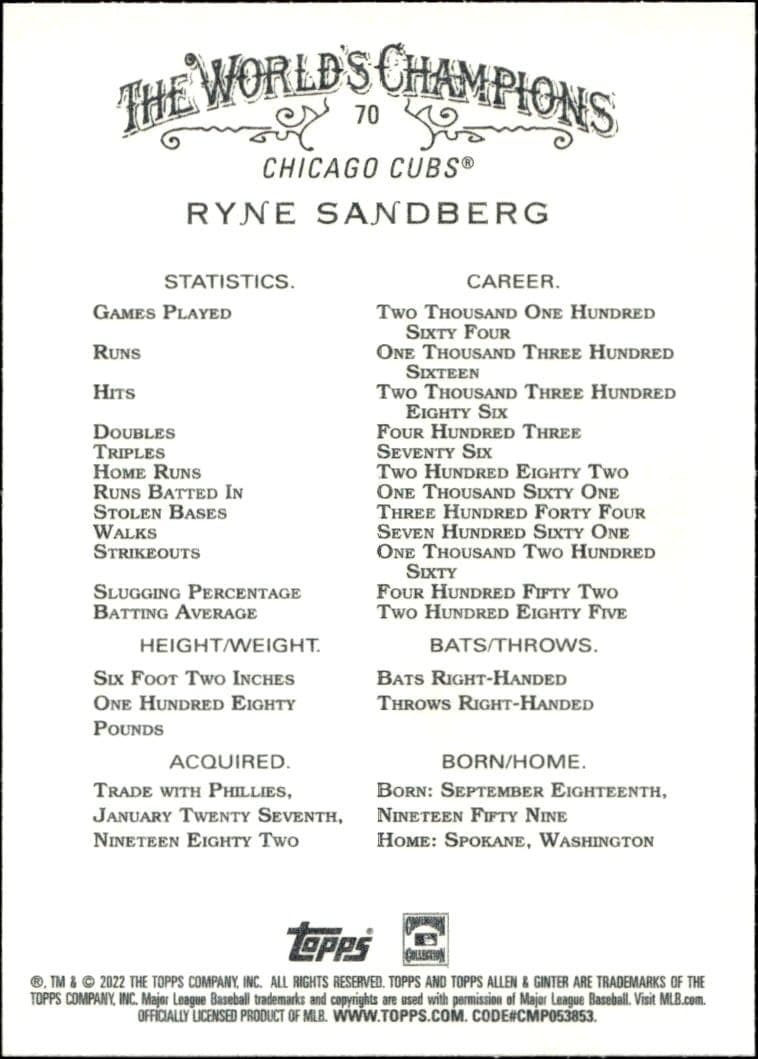 Ryne Sandberg - Back